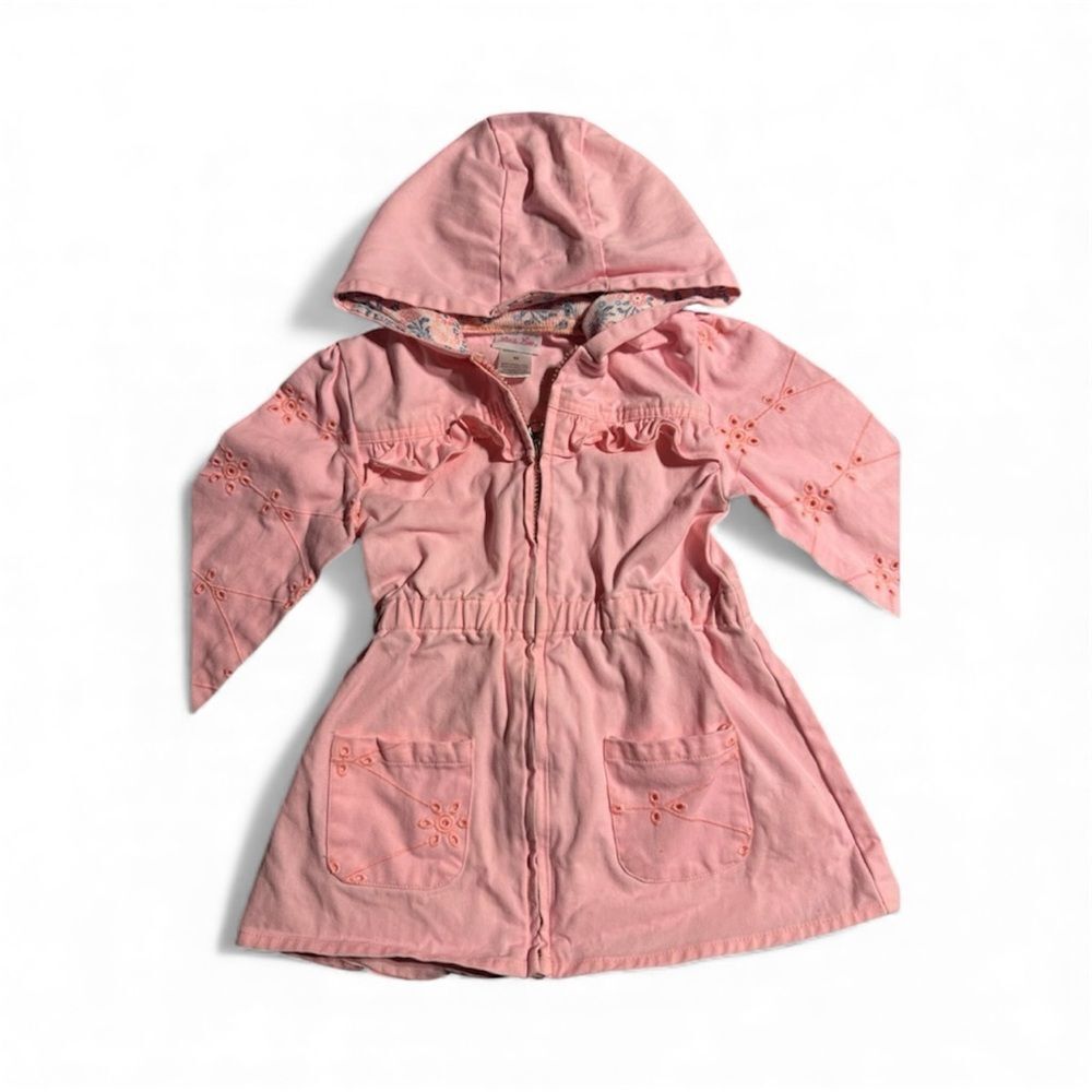 Little Lass Coral/Pink Jacket with Embroidered Details